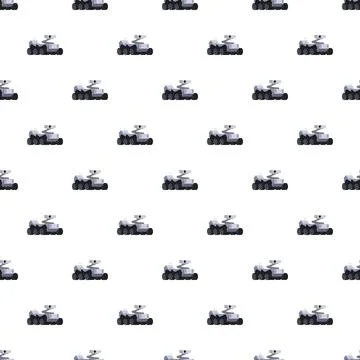 Rover vehicle exploring planetary surface seamless pattern Stock Illustration