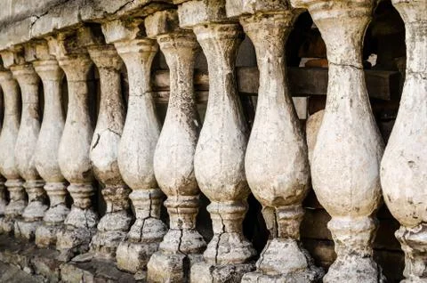 Row of antique small columns Stock Photos