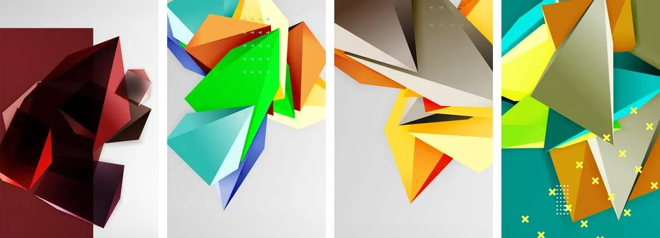 A row of artistic geometric shapes Rectangle, Triangle, Pattern, Symmetry Illustrazione stock