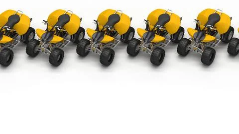 Row of ATVs above view Stock Illustration