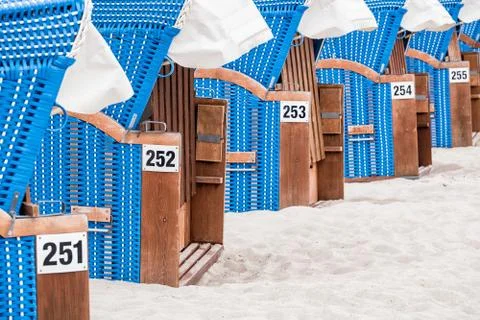 A row of Beach chairs Stock Photos