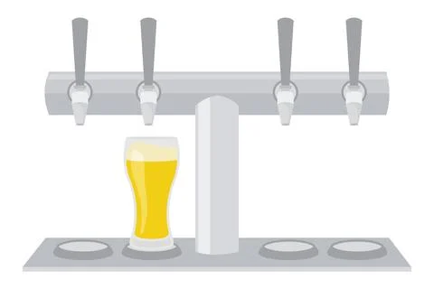 Row Of Beer Taps With Beer Vector Stock Illustration