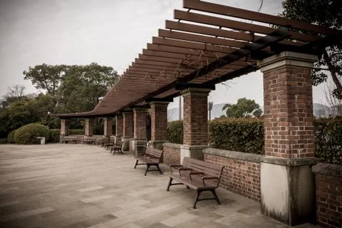 Row of Bench in Park Stock Photos