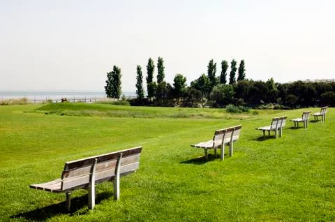 Row of benches Stock Photos