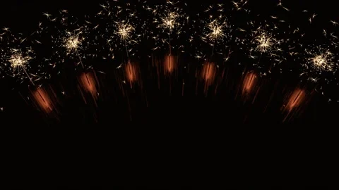 A row of bengal lights burn on black background 3d 4k loop animation copy space Stock Footage 219330381