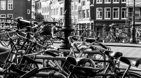 Row of bikes Stock Photos