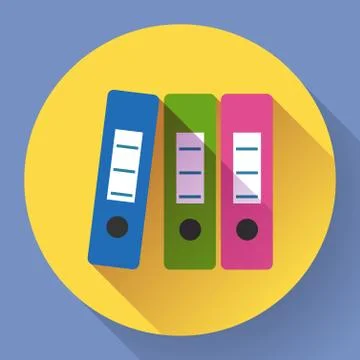 Row of binders flat icon Stock Illustration