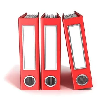Row of binders, red office folders. 3D Row of binders, red office folders.... Foto stock