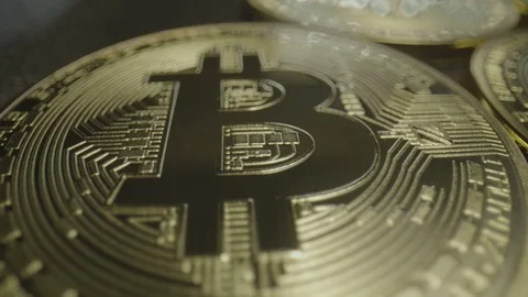 Row of Bit Coins, Horizontal Stock Footage 123982348