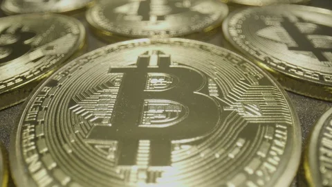 Row of Bit Coins, Vertical Stock Footage 123982861