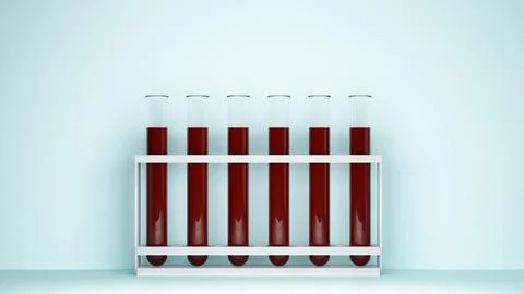 Row of blood tubes front view Stock Illustration