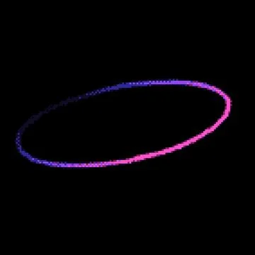 Row of blue and pink gradient ring pixel art, vector outline model with square Illustrazione stock