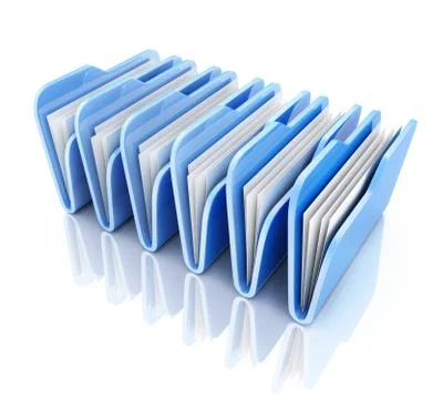 Row blue file on white background (done in 3d) Illustrazione stock