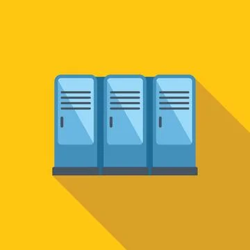 Row of blue school lockers for students storing belongings Stock Illustration