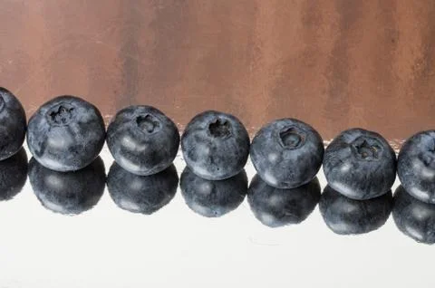 Row of blueberries on table Stock Photos