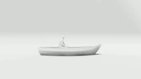 Row Boat 3D Render of White Wooden Canoe Style Boat Video stock 312973036
