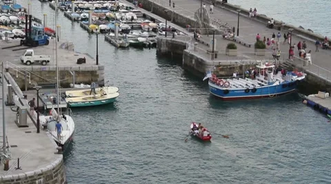 Row boat at harbor Stock Footage 7899399