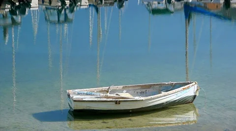 Row Boat in Harbor Stock Footage 39257715