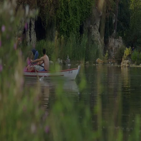 Row boating lovers rowing on Lac Daumesnil, Paris Stock Footage 69717715