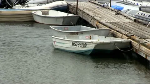 Row boats on Cape Cod Stock Footage