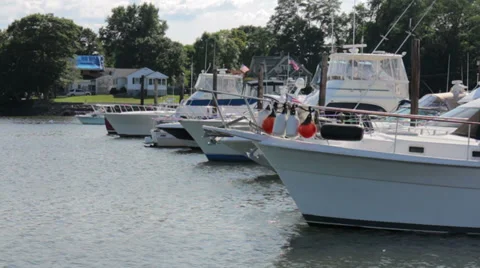 Row of boats in harbor Stock Footage 28037723