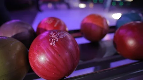 Row of bowling balls Stock Footage 98528677