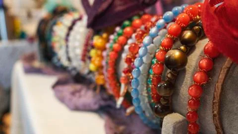 Row of Bracelets On Display Foto stock