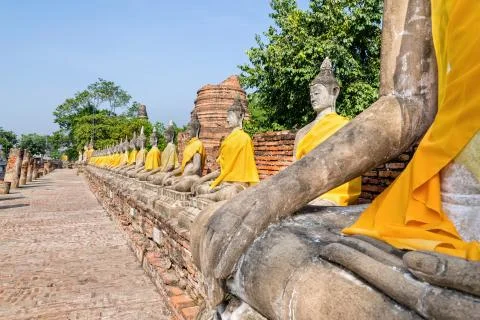 Row of Buddha statue Stock Photos