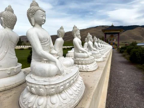 Row of Buddha Statues Stock Photos