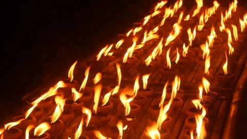 Row of burning candles Video stock 83143241