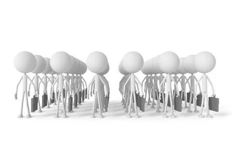 The row of businessman. 3D rendering. Stock Illustration