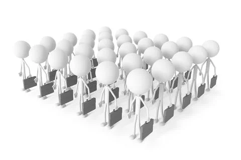 The row of businessman. 3D rendering. Stock Illustration