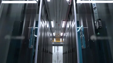 A row of cabinets with storage in the data center. Stock Footage 217470923