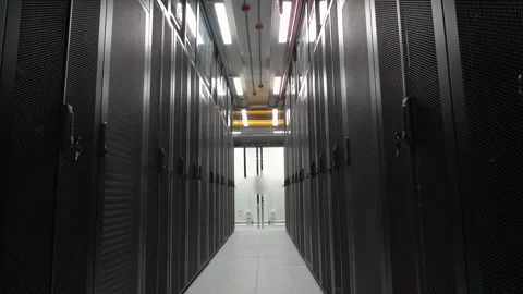 A row of cabinets with storage in the data center. Stock Footage 217471158