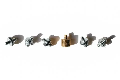 Row of Camera Tripod Adapter screws Stock Photos