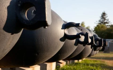 Row of cannons Stock Photos