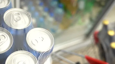 Row of cans of beer in a store Stock Footage 167316128