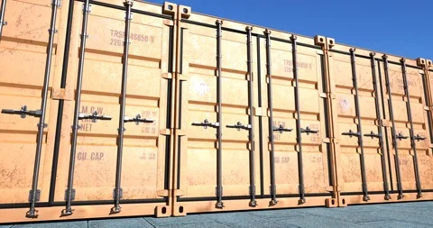 Row of cargo shipping containers Stock Footage 111809556