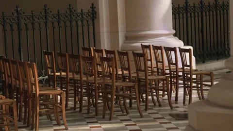 row of chairs in catholic church in Stock Video Pond5