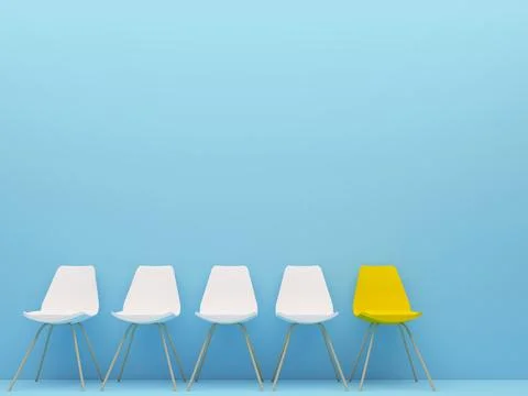 Row of chairs with one odd one out. Job opportunity. Business leadership Stock Illustration