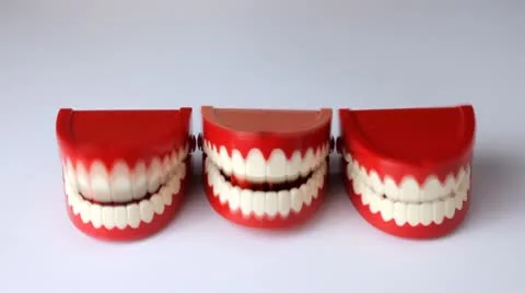 Row of chattering toy teeth Видео 10792307