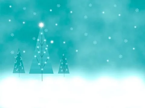 Row of Christmas tree in snow storm blue sky イラスト素材