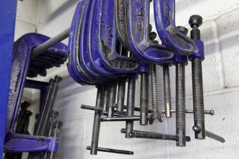 Row of clamps Stock Photos