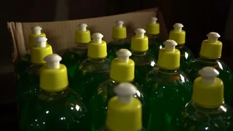 Row of Closed Plastic Bottles Stock Footage 151394761