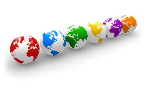 Row of color globes Stock Illustration