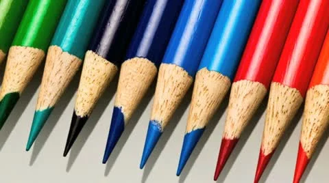 Row of color pencil crayons Stock Footage 21304642