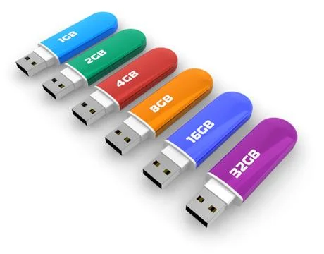 Row of color usb flash drives Illustrazione stock