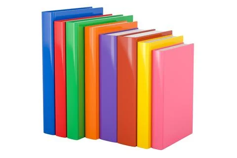 Row of colored books, 3D rendering Stock Illustration