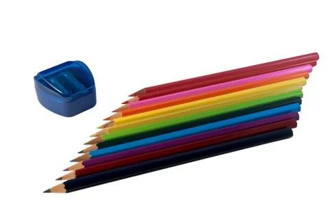 Row of colored pencils. Stock Photos