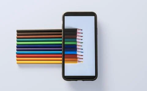 Row of colored pencils. Stock Photos
